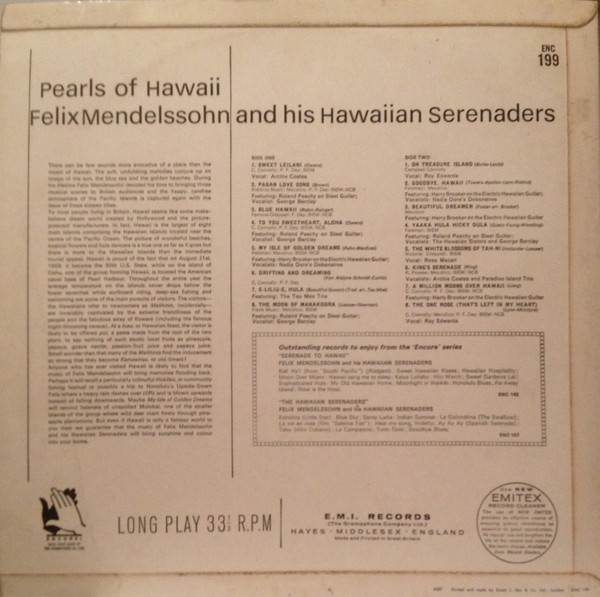 Felix Mendelssohn and His Hawaiian Serenaders - Pearls Of Hawaii (LP, Mono) 19690