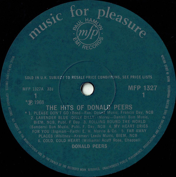 Donald Peers - The Hits Of Donald Peers (LP, Comp, Por) 19377