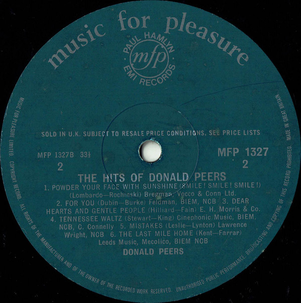 Donald Peers - The Hits Of Donald Peers (LP, Comp, Por) 19378