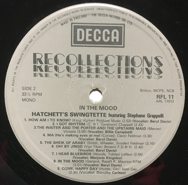 Hatchett's Swingtette Featuring Stephane Grappelli* - In The Mood (LP, Comp) 19178