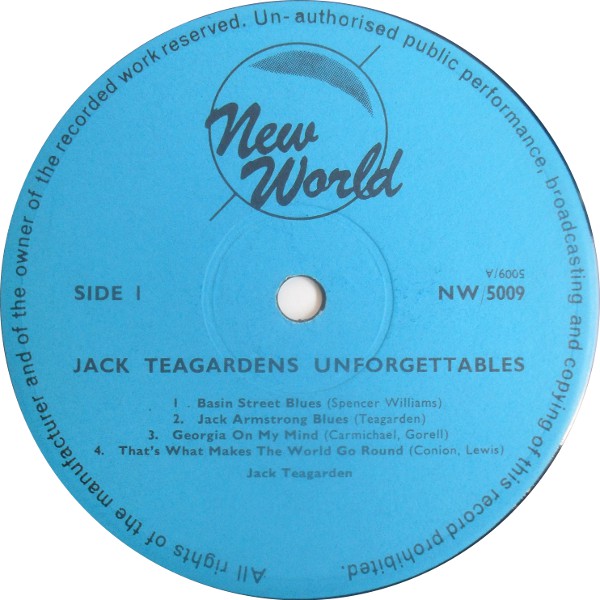 Jack Teagarden - Jack Teagarden's Unforgettables (LP, Comp, Mono) 20485