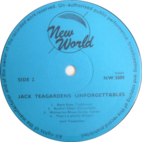 Jack Teagarden - Jack Teagarden's Unforgettables (LP, Comp, Mono) 20486