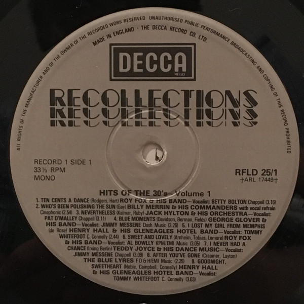Various - Hits Of The Thirties (2xLP, Comp, Gat) 24866