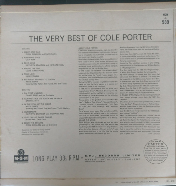 Various - The Very Best of Cole Porter (LP, Comp, Mono) 20704