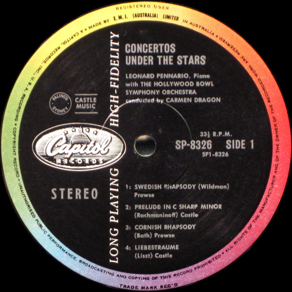 The Hollywood Bowl Symphony Orchestra, Carmen Dragon, Leonard Pennario - Concertos Under The Stars (LP, Album) 18812