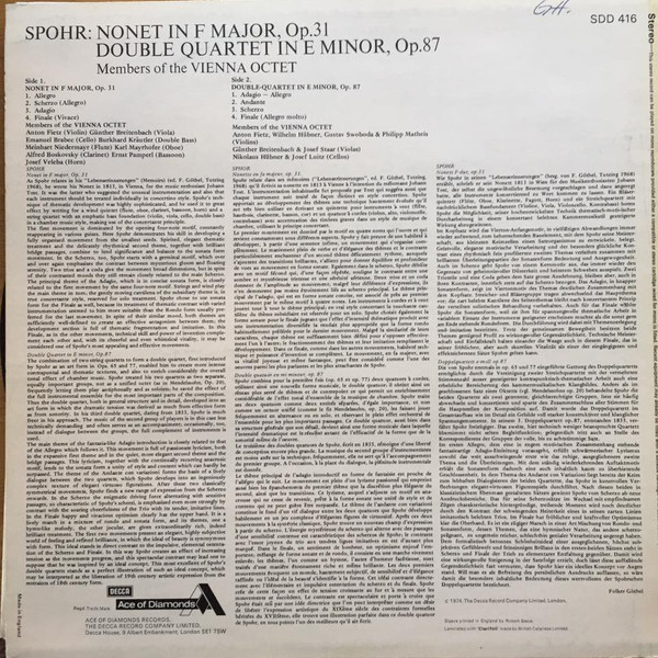 Spohr* With Members Of The Vienna Octet* - Nonet, Op. 31 ‚Äö√Ñ√∂‚àö‚Ä†‚àö¬• Double-Quartet, Op. 87 (LP, RE) 21558