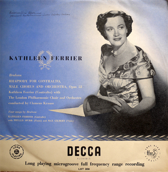Kathleen Ferrier, Brahms* - Rhapsody For Contralto, Male Chorus And Orchestra ‧ Four Songs Vinyl LP (LP Record) Mono