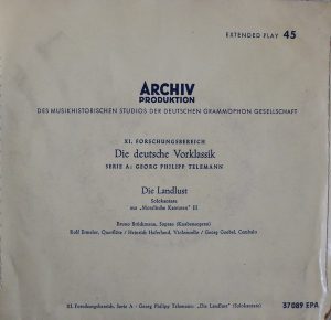 Georg Philipp Telemann - Die Landlust Solokantate Aus "Moralische Kantaten" III 7" Vinyl Single (7 inch Record) (45 Record) EP