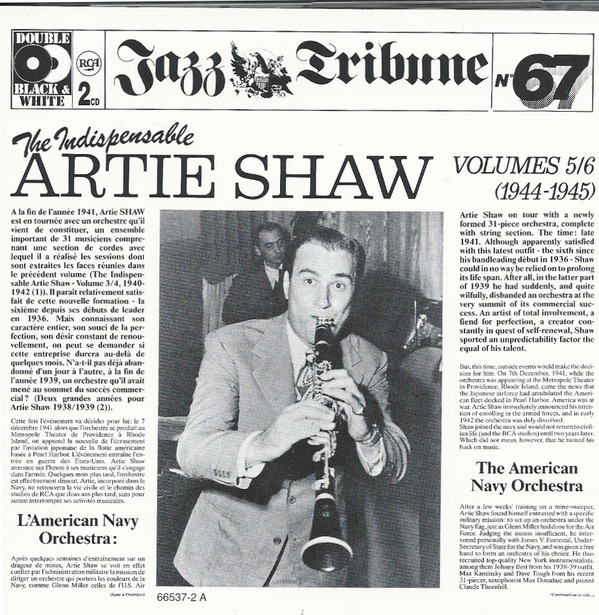 Artie Shaw - The Indispensable Artie Shaw Vol. 5/6 (1944 / 1945) 2xLP Vinyl Compilation (LP Record) Mono Gatefold