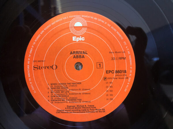 ABBA - Arrival Vinyl LP Album Label Side 1
