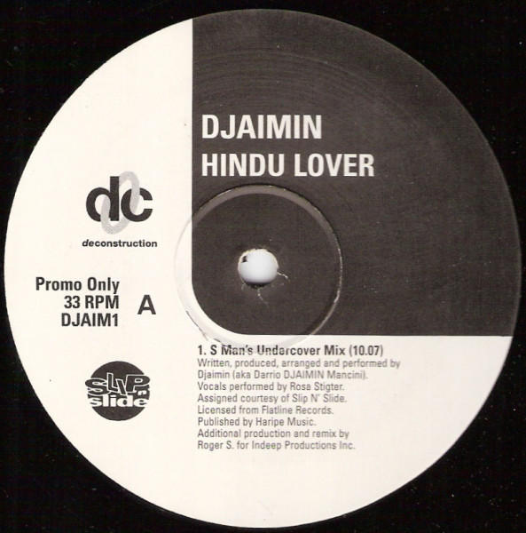 Djaimin - Hindu Lover 12" Vinyl Single (12 Inch Record) Promo