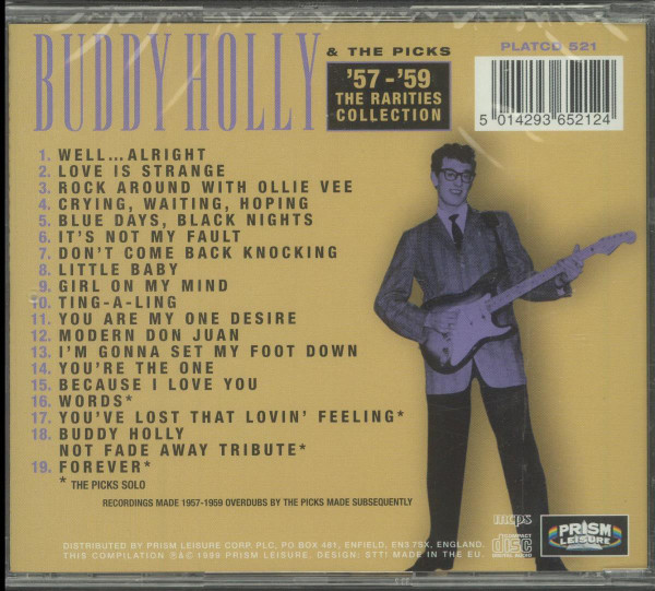 Buddy Holly and The Picks - '57 - '59 The Rarities Collection (CD, Compilation, P/Unofficial) - Back Cover and Track List