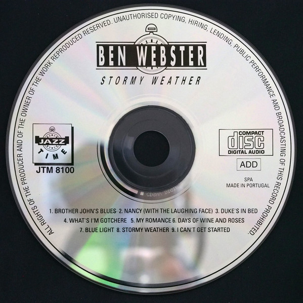 Ben Webster - Stormy Weather (CD, Album, Compilation) - CD disc