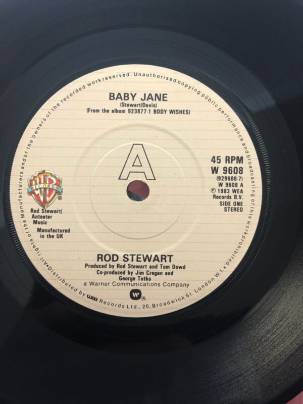 Rod Stewart Baby Jane 7 Inch Vinyl Single Record Label Side A