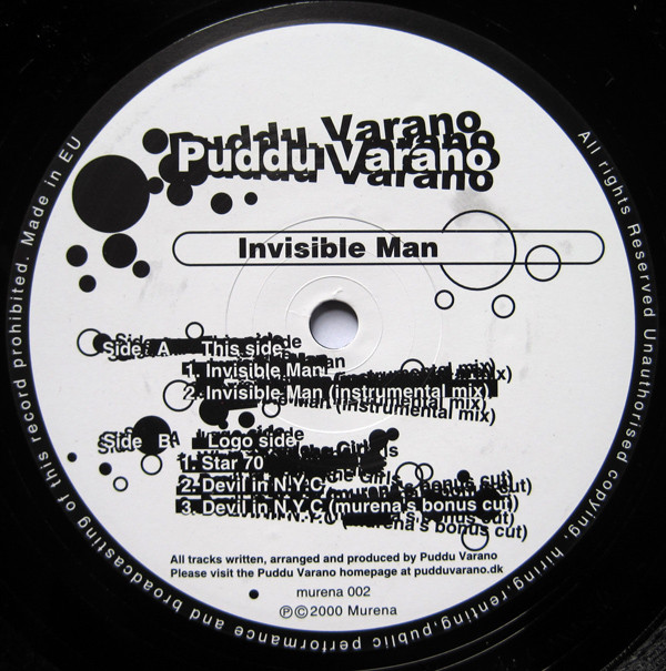 Puddu Varano - Invisible Man 12 Inch Vinyl Single (12 Inch Record)