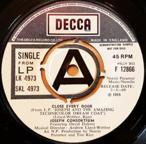 The Joseph Consortium - Close Every Door / The Coat Of Many Colours 7 Inch Vinyl Single (7 Inch Record, Promo)