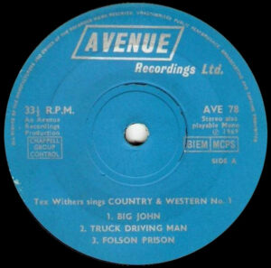 Tex Withers - Tex Withers Sings Country and Western No. 1 7 Inch Vinyl Single (7 Inch Record) (45 Record)