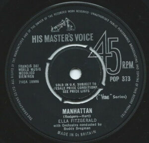 Ella Fitzgerald - Manhattan 7 Inch Vinyl Single (7 Inch Record) (45 Record)