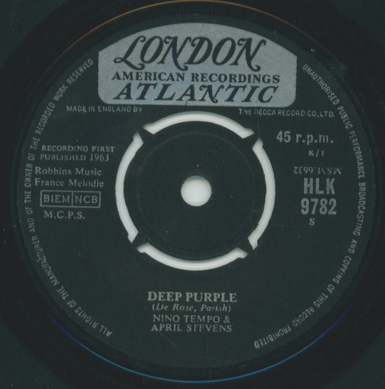 Nino Tempo and April Stevens - Deep Purple 7 Inch Vinyl Single (7 Inch Record) (45 Record)