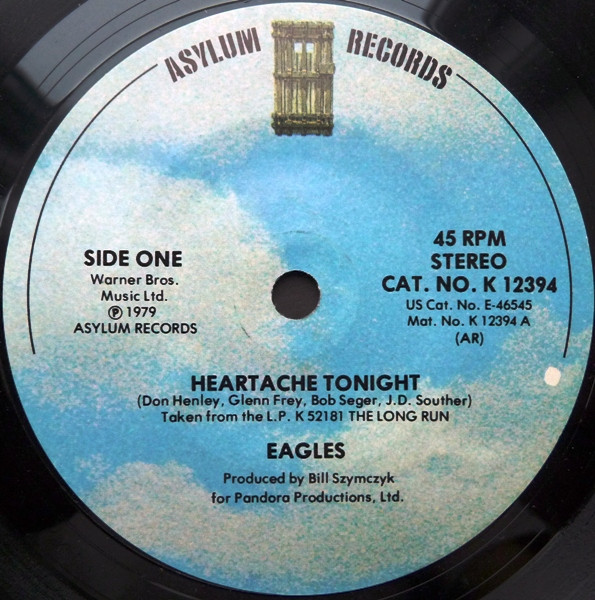 Eagles - Heartache Tonight 7 Inch Vinyl Single (7 Inch Record) (45 Record)
