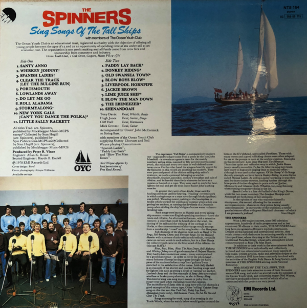 Signed The Spinners - Sing Songs Of The Tall Ships Vinyl LP (LP Record, Album) - Image 2