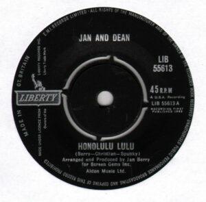 Jan and Dean - Honolulu Lulu 7 Inch Vinyl Single (7 Inch Record) (45 RPM Record)
