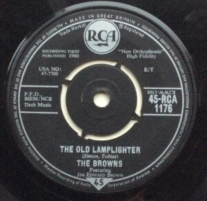 The Browns - The Old Lamplighter 7 Inch Vinyl Single (7 Inch Record) (45 RPM Record)