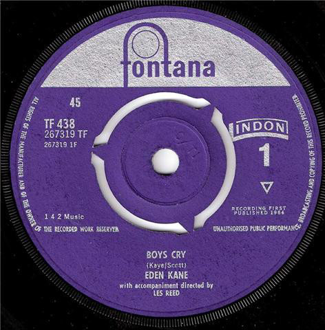 Eden Kane - Boys Cry 7 Inch Vinyl Single (7 Inch Record) (45 RPM Record)