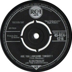 Elvis Presley With The Jordanaires - Are You Lonesome Tonight? 7 Inch Vinyl Single (7 Inch Record) (45 RPM Record)