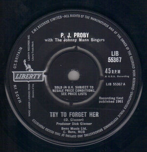 P.J. Proby - Try To Forget Her 7 Inch Vinyl Single (7 Inch Record) (45 RPM Record)