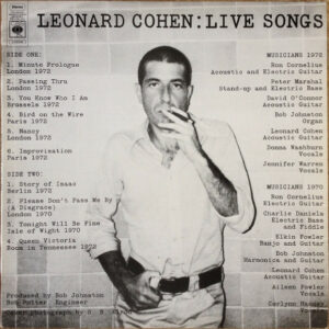 Leonard Cohen - Live Songs Vinyl LP (LP Record, Album)