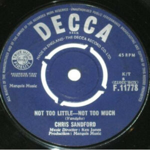 Chris Sandford - Not Too Little - Not Too Much 7 Inch Vinyl Single (7 Inch Record)