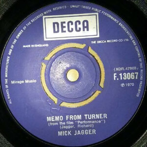 Mick Jagger - Memo From Turner / Natural Magic 7 Inch Vinyl Single (7 Inch Record) (45 Record)