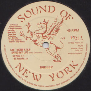 Indeep - Last Night A D.J. Saved My Life 12 Inch Vinyl Single (12 Inch Record)