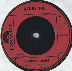 Randy Pie - Highway Driver 7 Inch Vinyl Single (7 Inch Record)