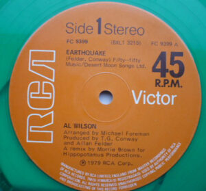 Al Wilson - Earthquake 12 Inch Vinyl Single (12 Inch Record, Green Vinyl)