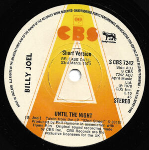 Billy Joel - Until The Night 7 Inch Vinyl Single (7 Inch Record, Promo)