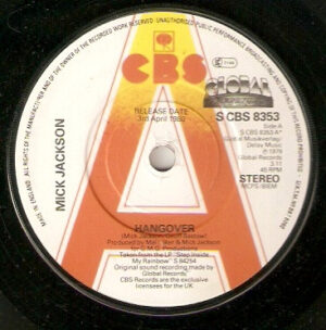 Mick Jackson - Hangover 7 Inch Vinyl Single (7 Inch Record, Promo)