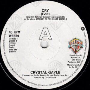 Crystal Gayle - Cry 7 Inch Vinyl Single (7 Inch Record, Promo)
