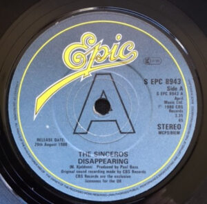 The Sinceros - Disappearing 7 Inch Vinyl Single (7 Inch Record, Promo)