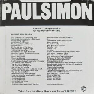 Paul Simon - Hearts And Bones 7 Inch Vinyl Single (7 Inch Record, Promo)