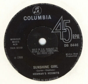 Herman's Hermits - Sunshine Girl (7", Single, Sol) (Very Good Plus (VG+))