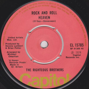 The Righteous Brothers - Rock And Roll Heaven 7 Inch Vinyl Single (7 Inch Record)