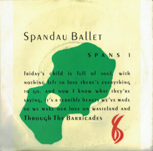 Spandau Ballet - Through The Barricades 7 Inch Vinyl Single (7 Inch Record)