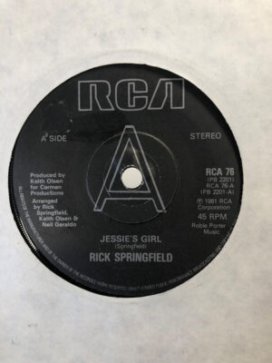 Rick Springfield - Jessie's Girl / Carry Me Away 7 Inch Vinyl Single (7 Inch Record, Promo)